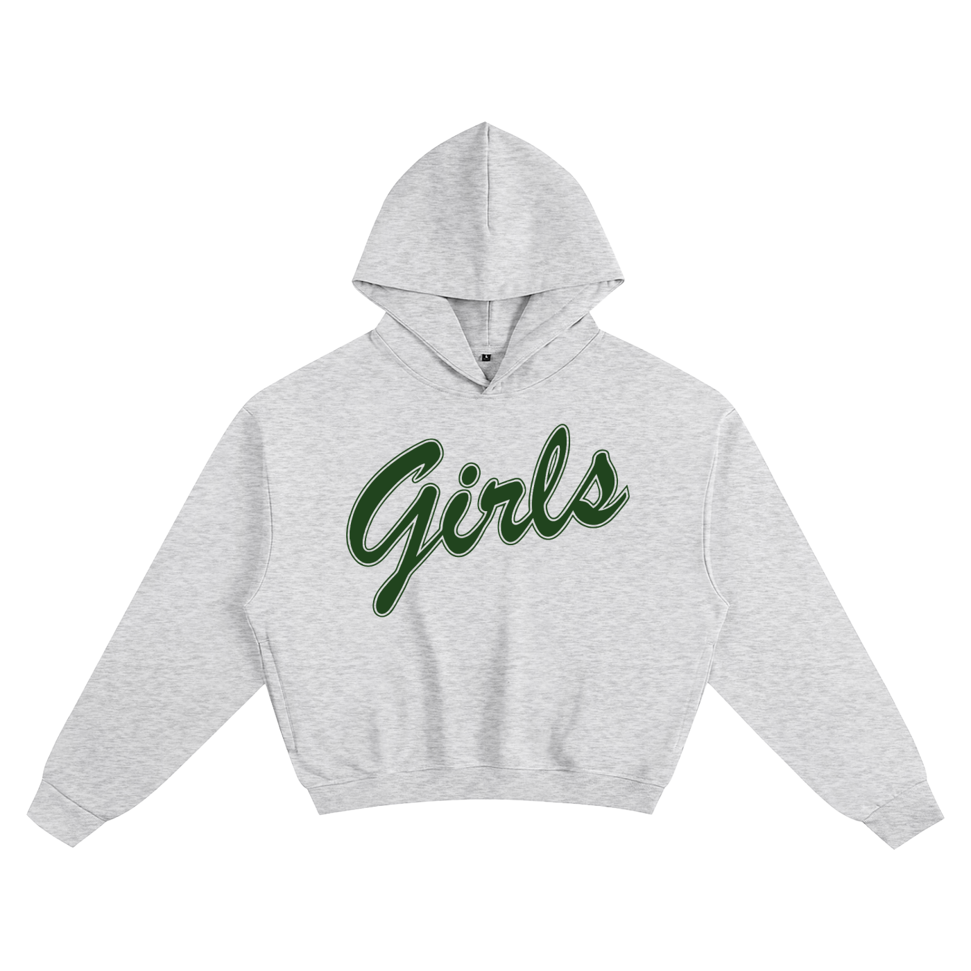 Girls * 100% Cotton Semi-Cropped Hoodie * Flower Gray/Green