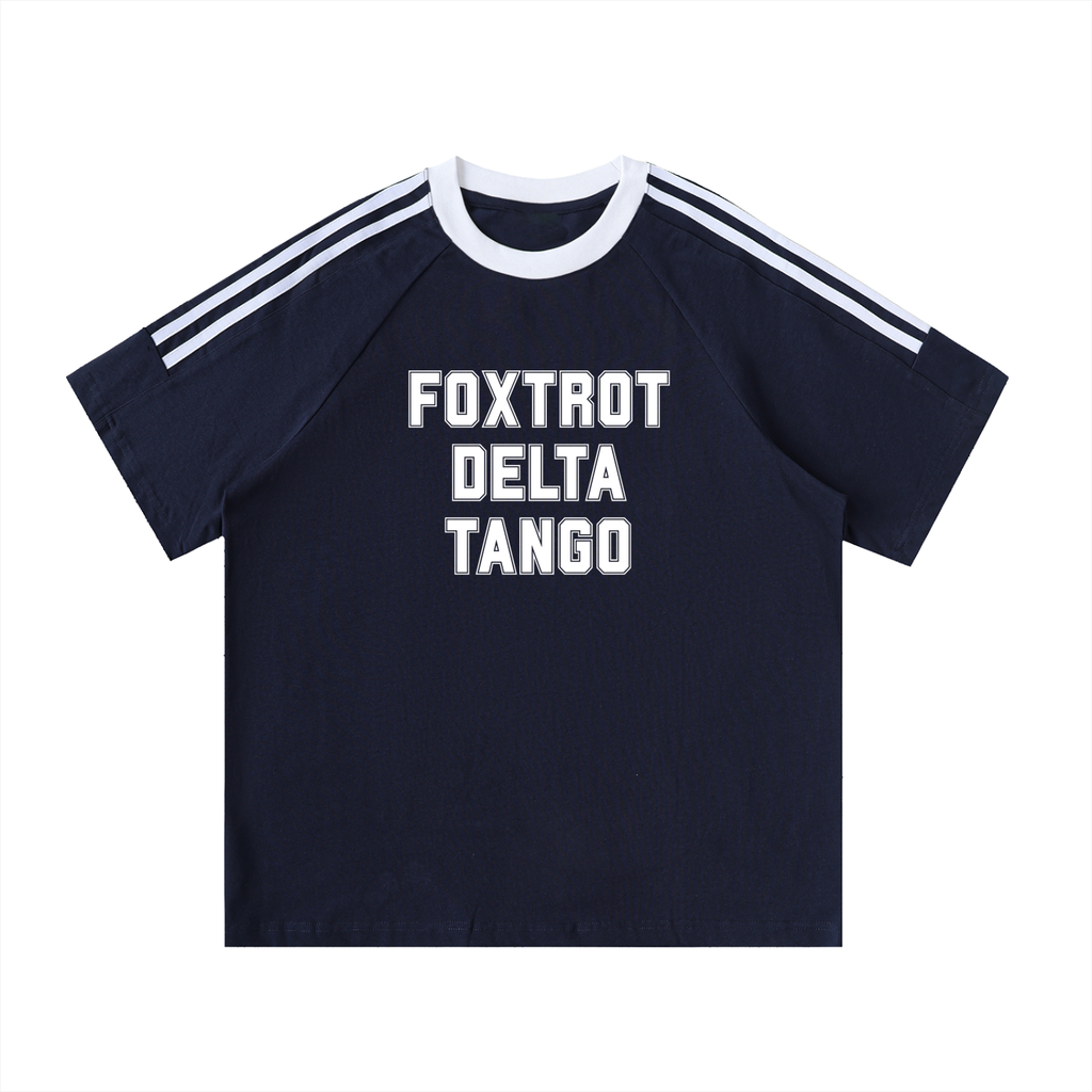 FOXTROT DELTA TANGO * 100% Cotton Oversized Sports Crewneck Tee