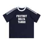FOXTROT DELTA TANGO * 100% Cotton Oversized Sports Crewneck Tee