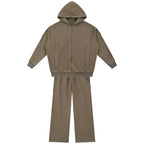 Snow Washed Tape Raw Edge Zip Hoodie Set
