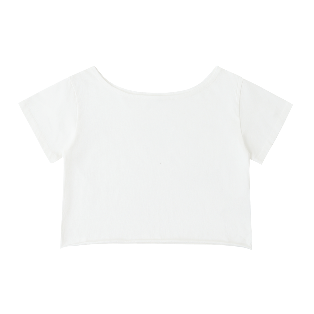 100% Cotton Off-Shoulder Rolled Hem T-Shirt