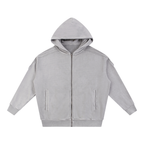 Snow Washed Tape Raw Edge Zip Hoodie Set