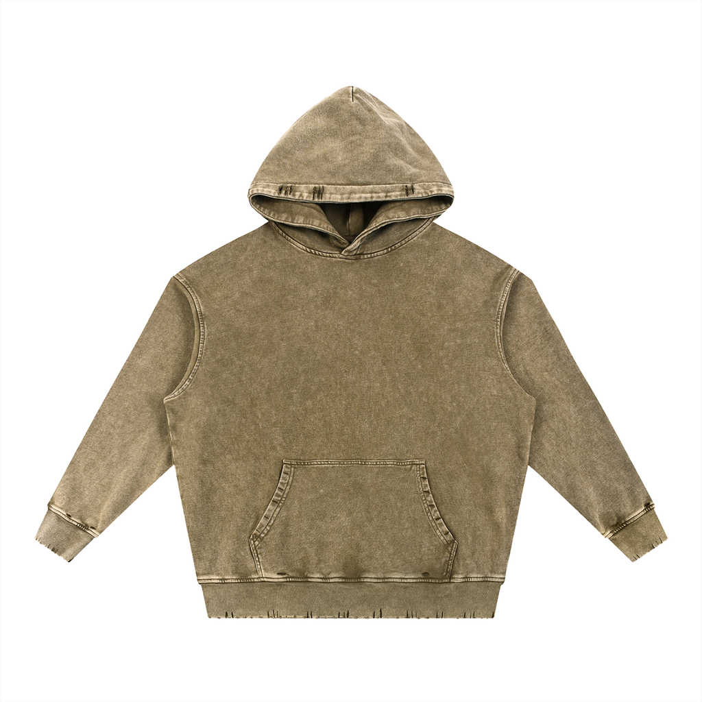 Snow Wash Hand-Frayed Heavyweight  Hoodie Set