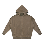 Snow Washed Tape Raw Edge Zip Hoodie Set
