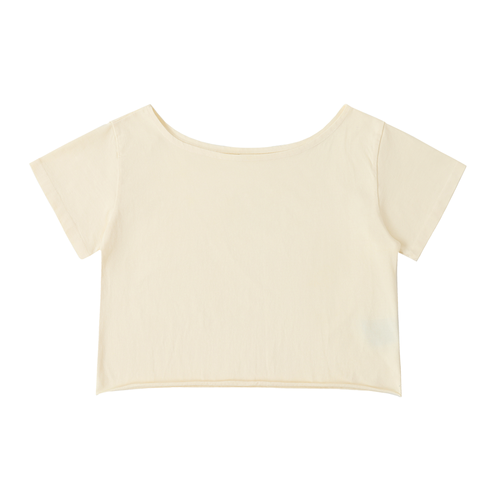 100% Cotton Off-Shoulder Rolled Hem T-Shirt