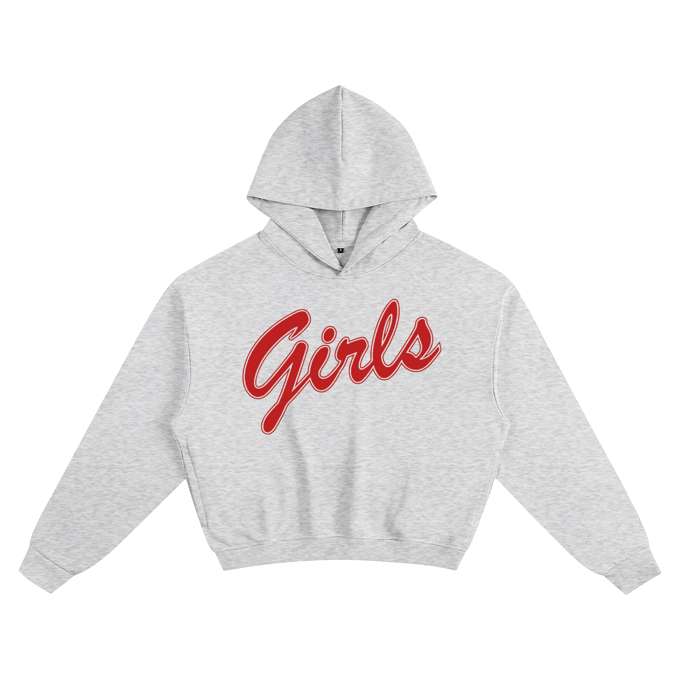 Girls * 100% Cotton Semi-Cropped Hoodie * Flower Gray/Red