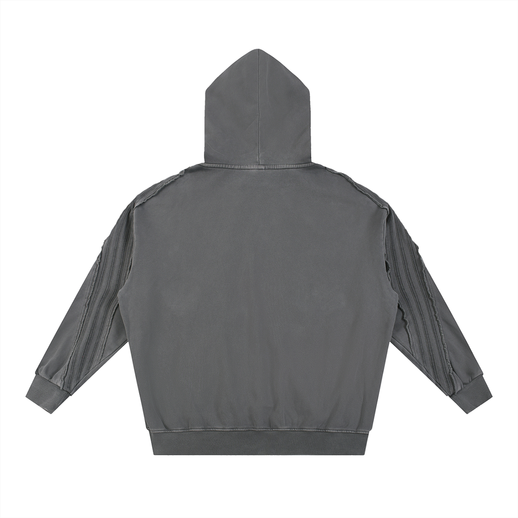 Snow Washed Tape Raw Edge Zip Hoodie Set