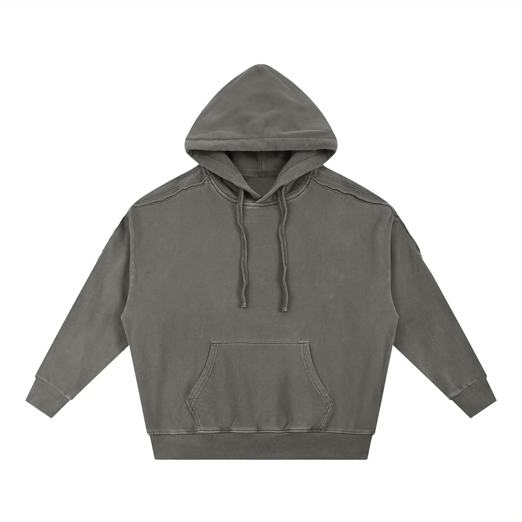 Snow Washed Tape Raw Edge Hoodie Set