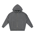Snow Washed Tape Raw Edge Zip Hoodie Set