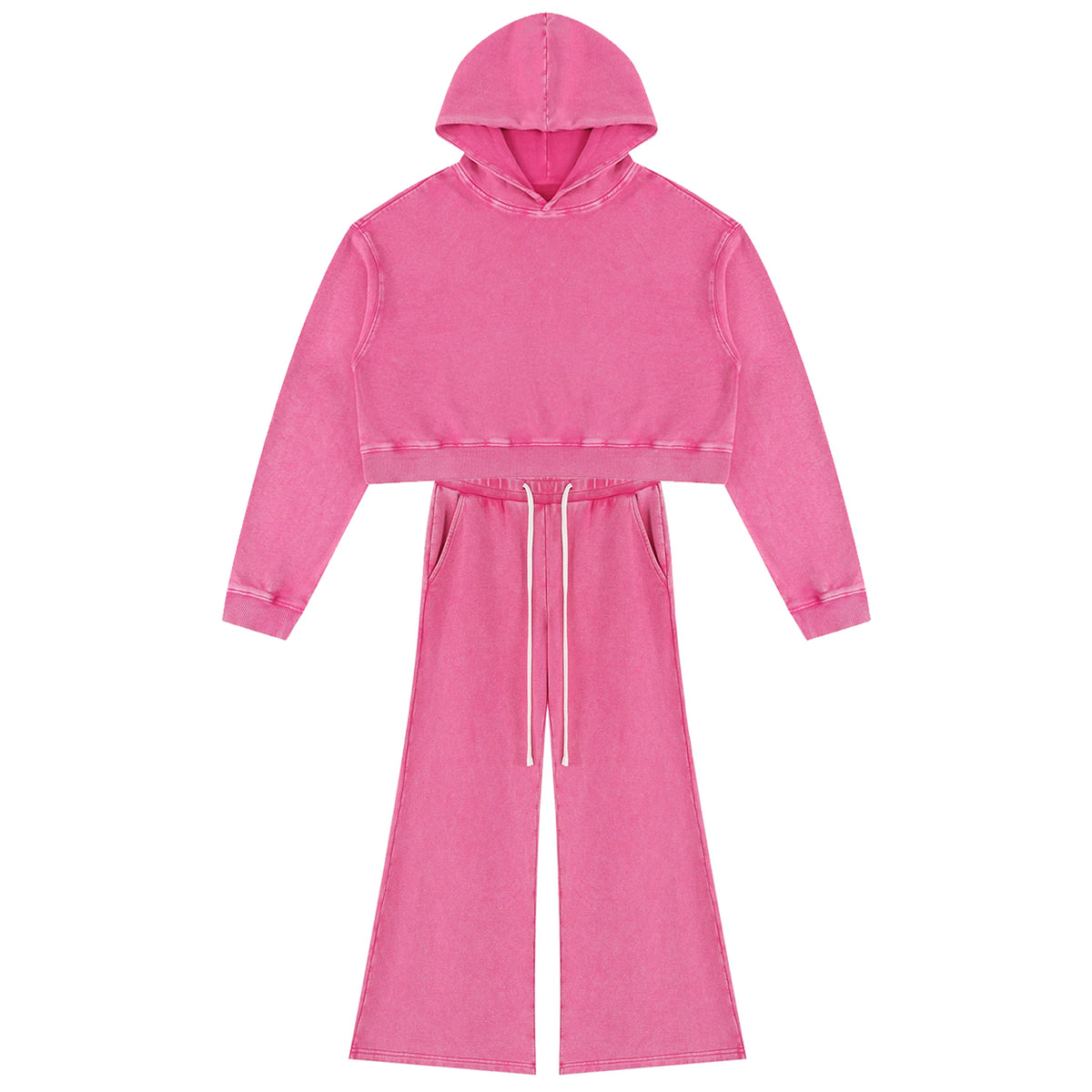 Mineral Washed Crop Hoodie Set