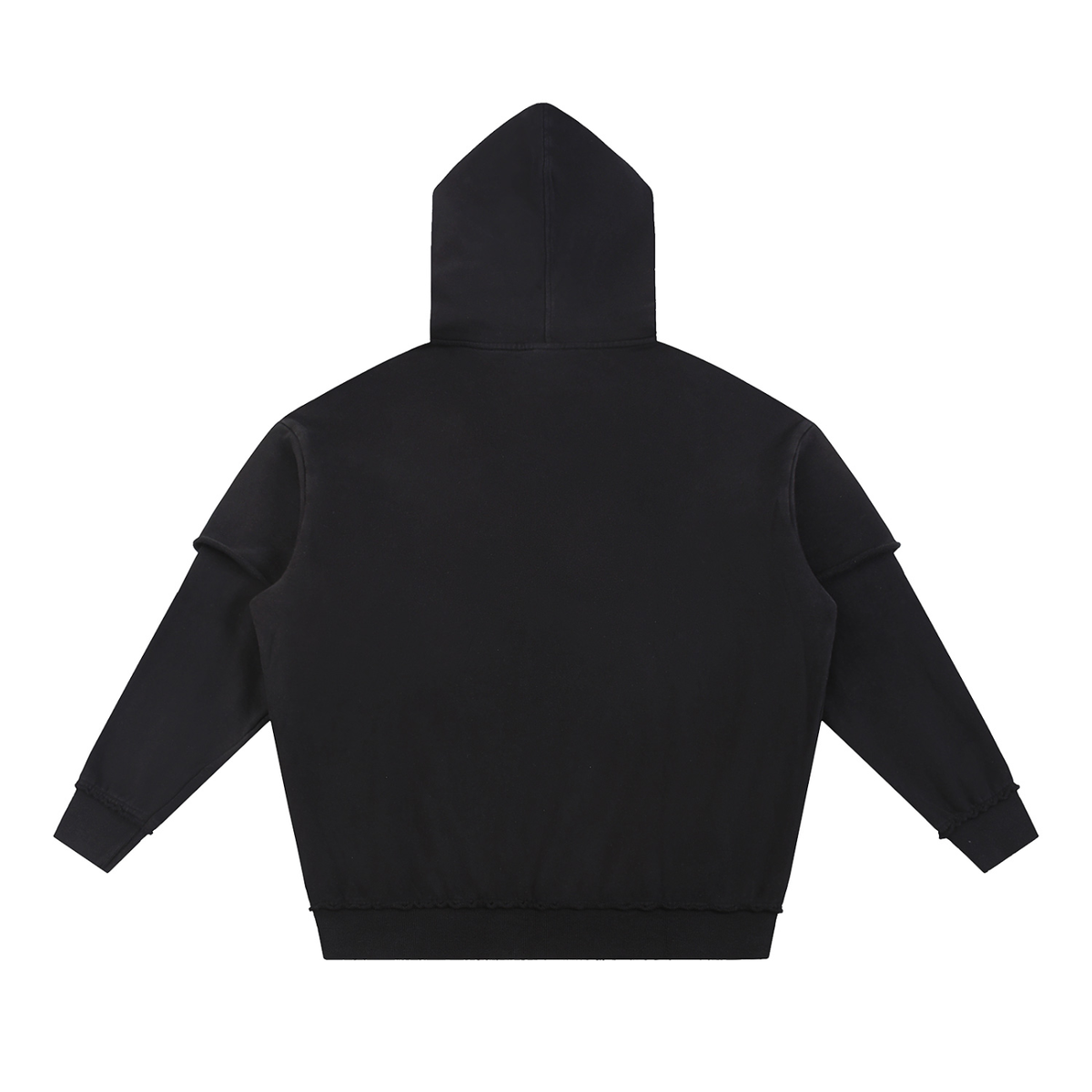 Snow Washed Raw Edge Double Layered Hoodie Set