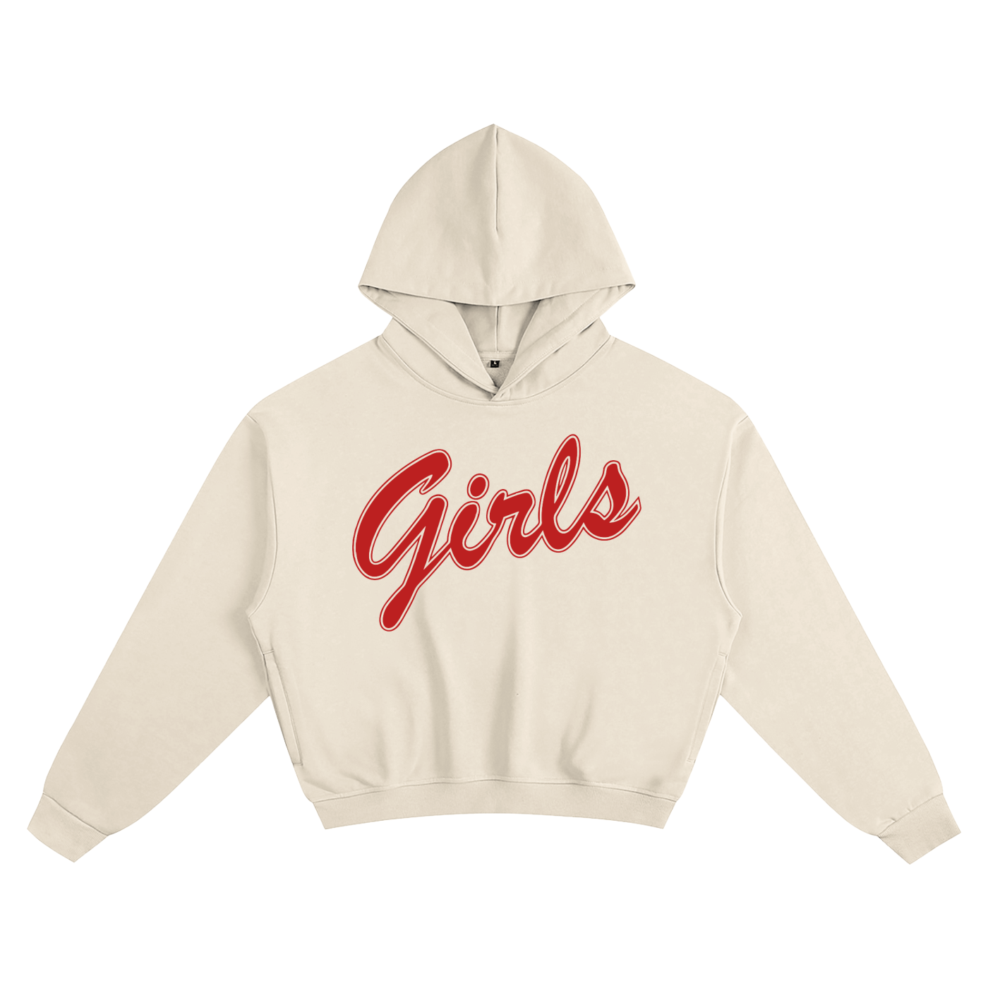 GIRLS * 100% Cotton Cropped Hoodie * Apricot/Red