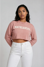 MATRIARCHY * 100% Cotton Vintage Washed Raw Edge Cropped Sweatshirt * Pink