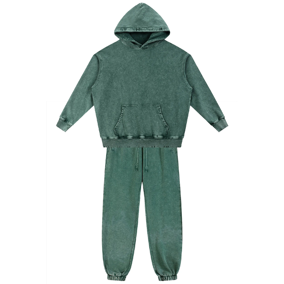 Snow Wash Hand-Frayed Heavyweight  Hoodie Set