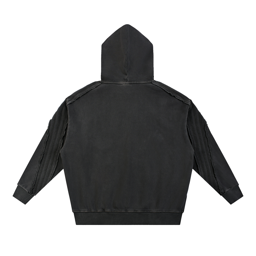 Snow Washed Tape Raw Edge Hoodie Set