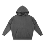Snow Washed Raw Edge Double Layered Hoodie Set