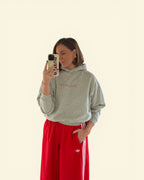 let's go girls * 100% Cotton Semi-Cropped Hoodie * Flower Gray/Red