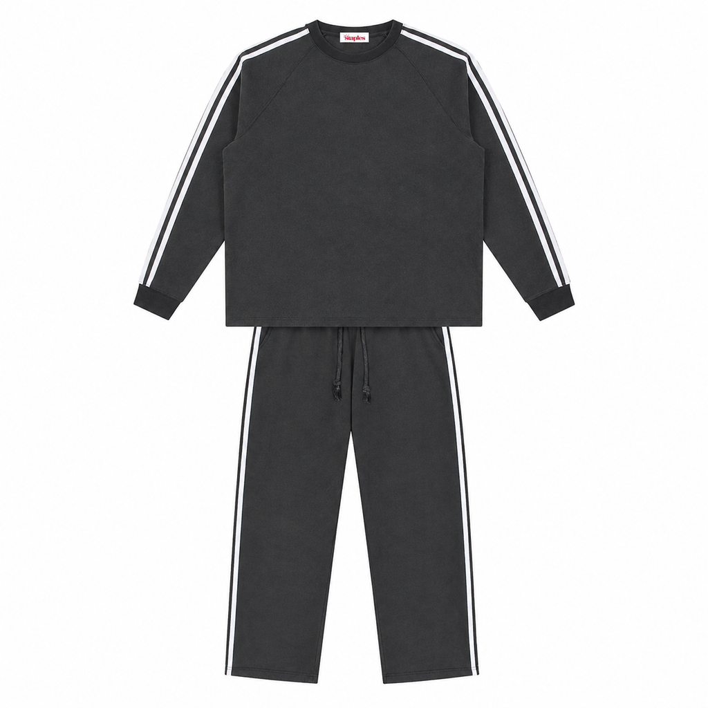 Snow Washed Contrast Tape Sweat Set