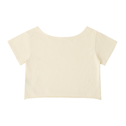 100% Cotton Off-Shoulder Rolled Hem T-Shirt
