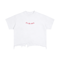 100% Cotton Vintage Wash Boxy Distressed Hem T-Shirt - "it's the men."