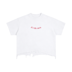 100% Cotton Vintage Wash Boxy Distressed Hem T-Shirt - "it's the men."