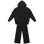 Snow Washed Raw Edge Double Layered Hoodie Set