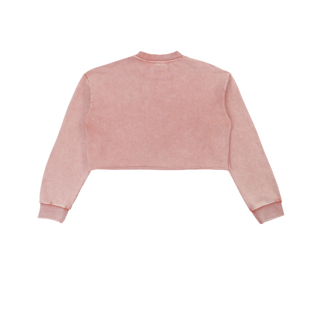 MATRIARCHY * 100% Cotton Vintage Washed Raw Edge Cropped Sweatshirt * Pink
