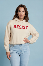 RESIST * 100% Cotton Semi-Cropped Hoodie * Apricot/Red