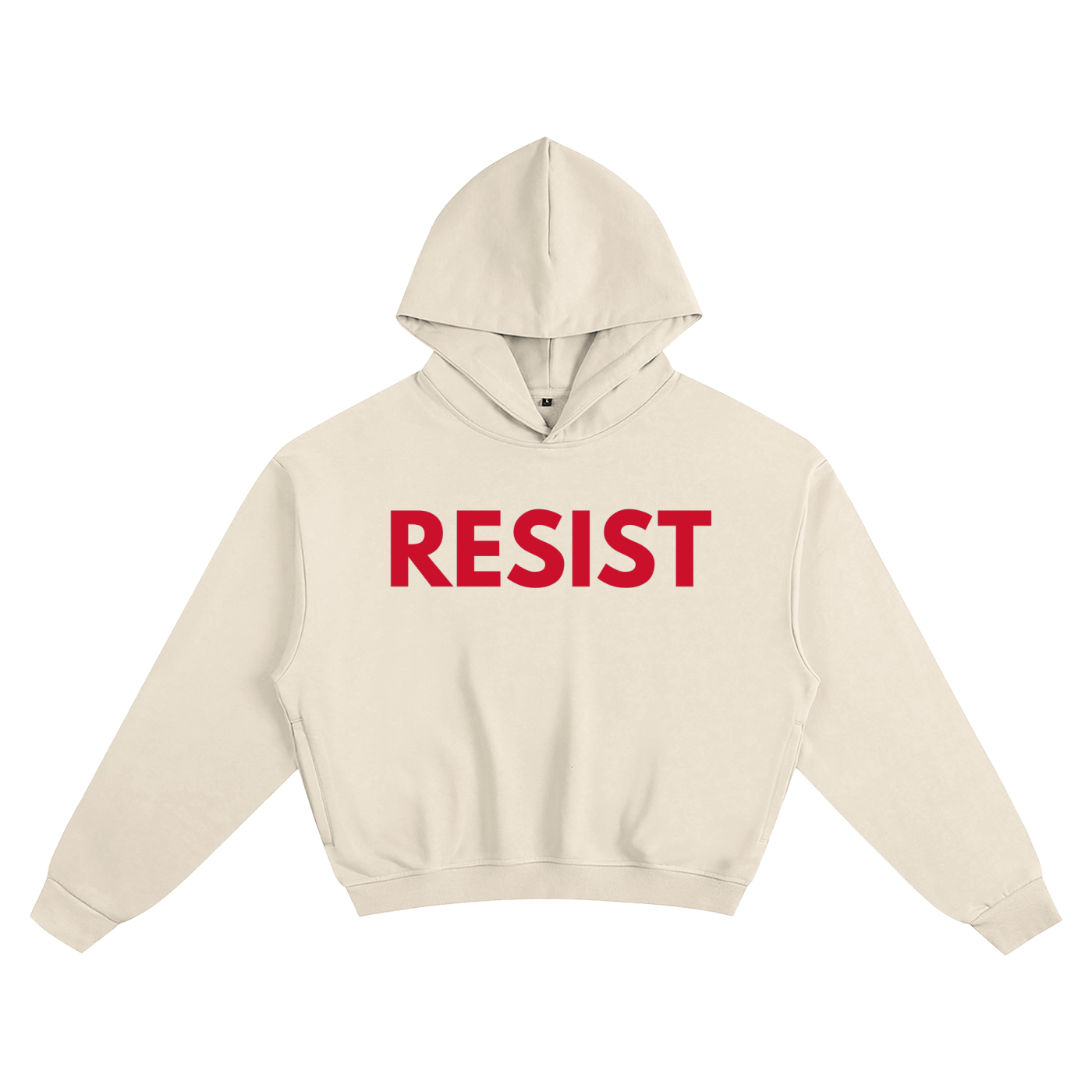 RESIST * 100% Cotton Semi-Cropped Hoodie * Apricot/Red