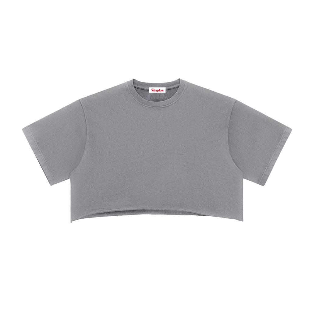 100% Cotton Vintage Washed Raw Edge Staple Crop Top