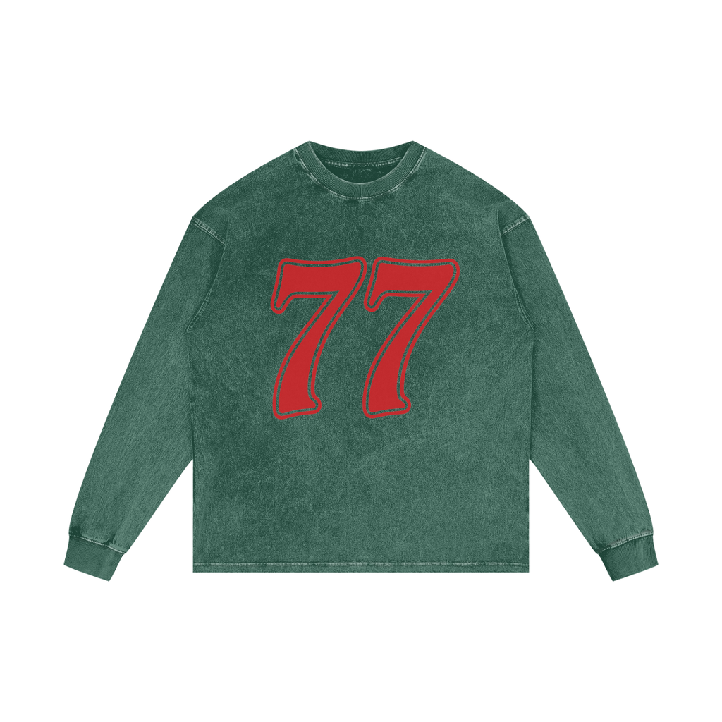 77 * Acid Wash 100% Cotton Oversize Long Sleeve Tee