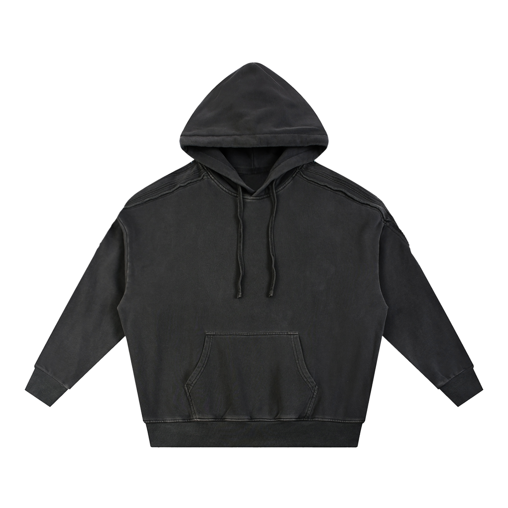 Snow Washed Tape Raw Edge Hoodie Set
