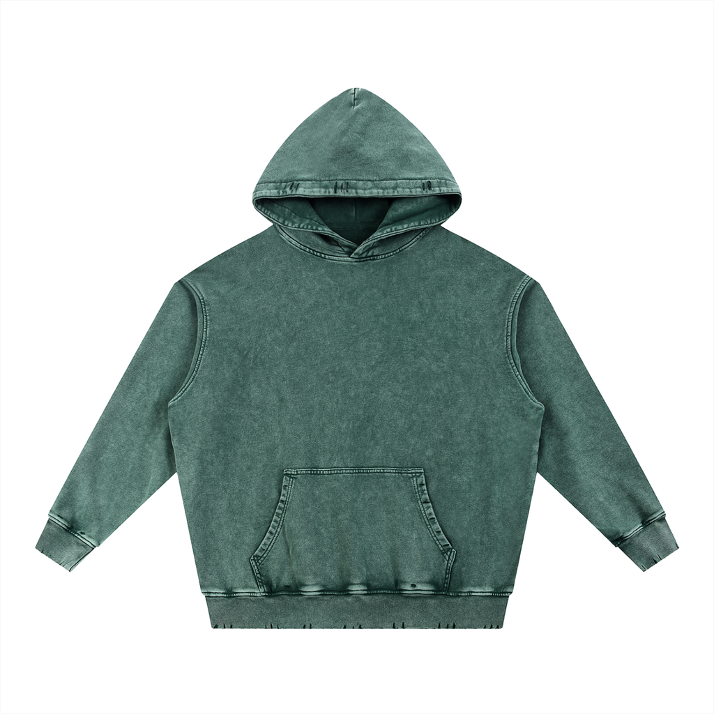 Snow Wash Hand-Frayed Heavyweight  Hoodie Set