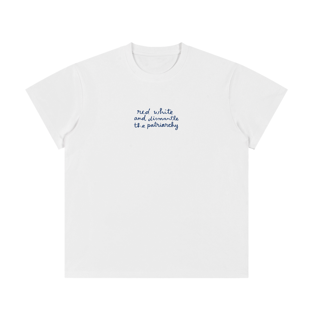Red white and dismantle the patriarchy * 100% Cotton Crewneck Tee