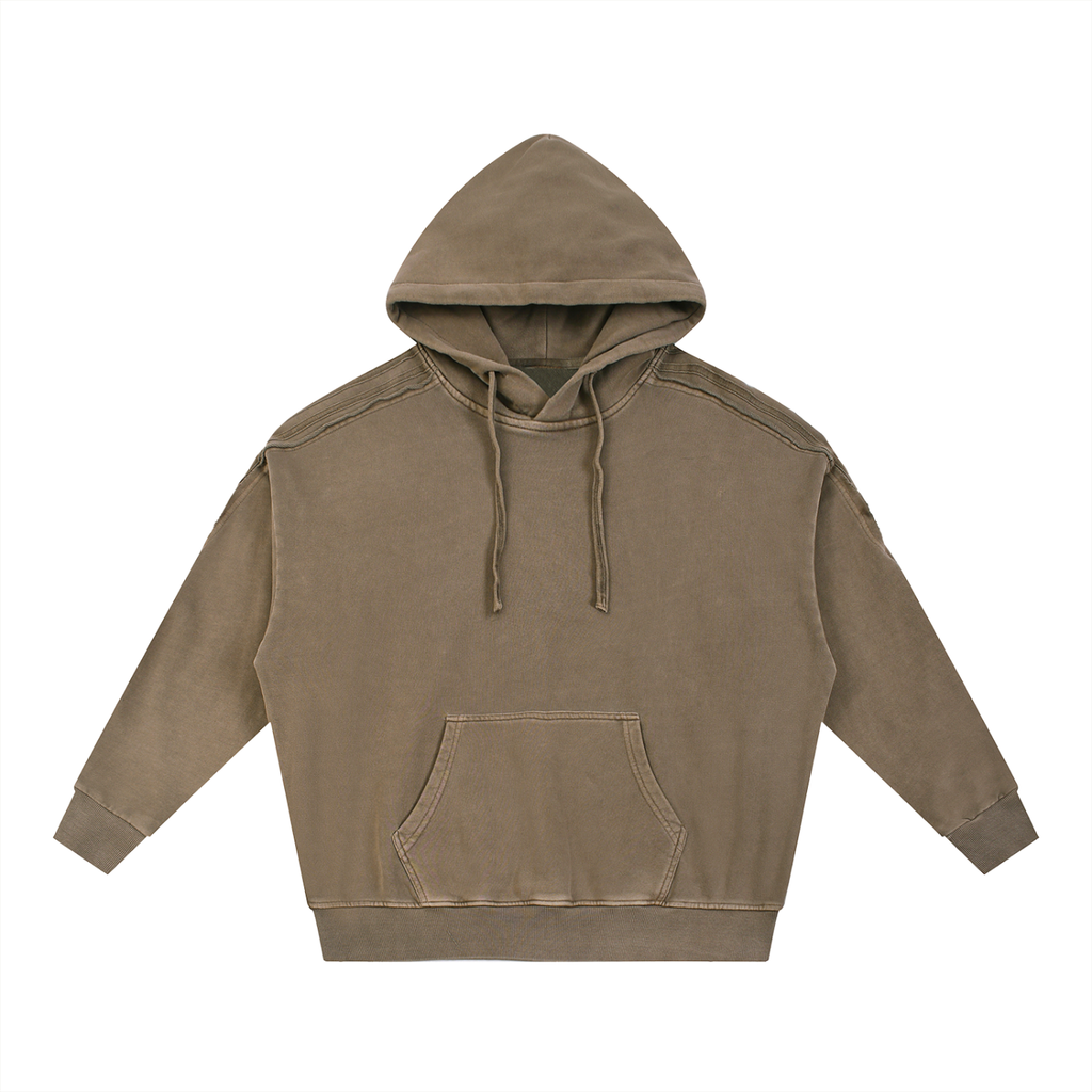 Snow Washed Tape Raw Edge Hoodie Set