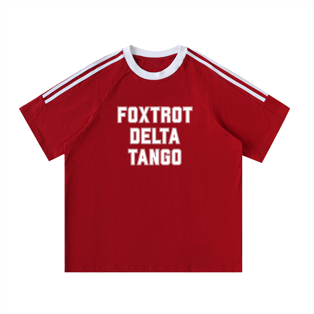 FOXTROT DELTA TANGO * 100% Cotton Oversized Sports Crewneck Tee