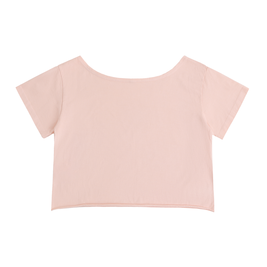 100% Cotton Off-Shoulder Rolled Hem T-Shirt