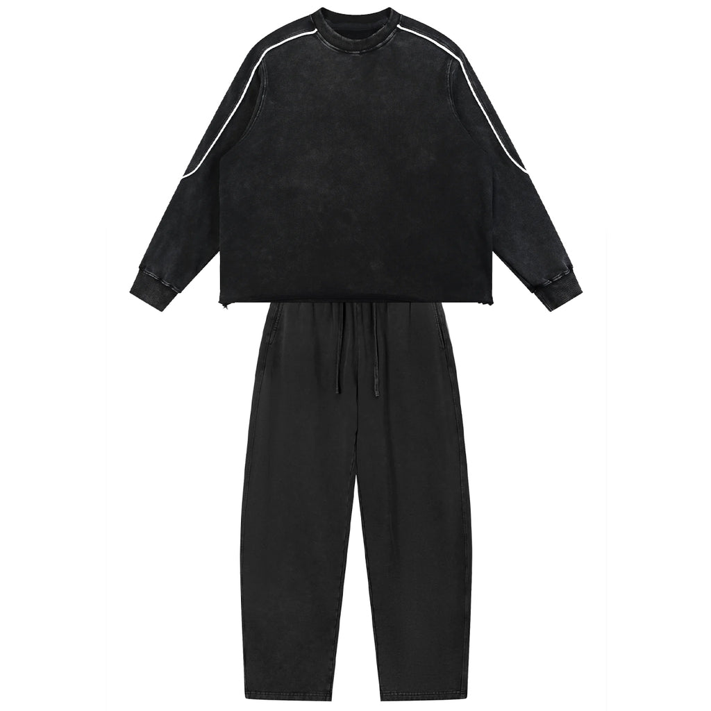 Mineral Wash Piping Raw Hem Sweat Set