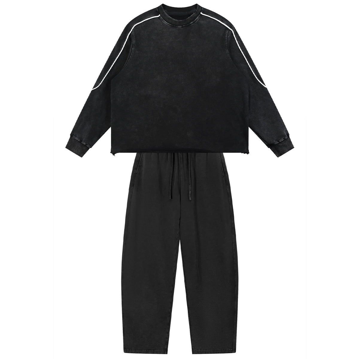 Mineral Wash Piping Raw Hem Sweat Set