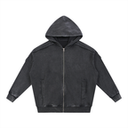 Snow Washed Tape Raw Edge Zip Hoodie Set
