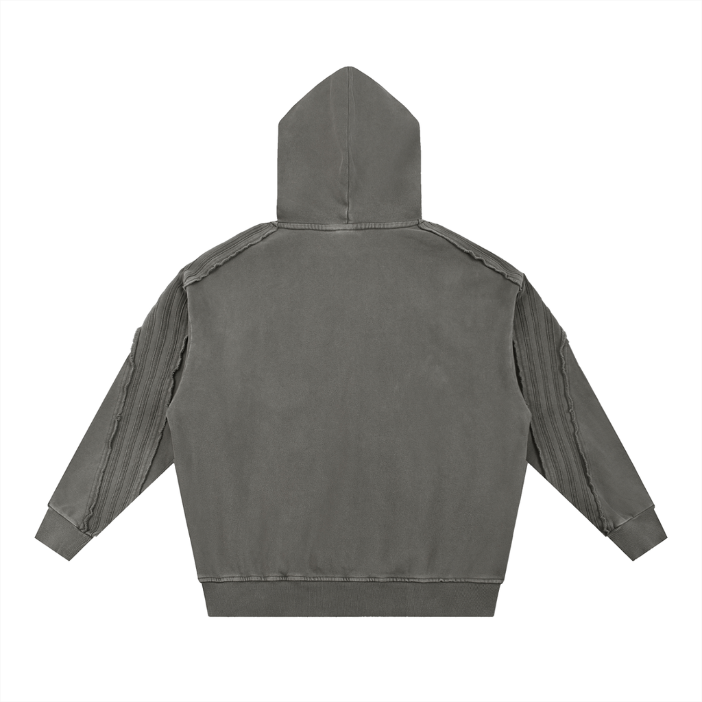 Snow Washed Tape Raw Edge Hoodie Set
