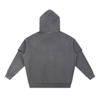 Snow Washed Raw Edge Double Layered Hoodie Set