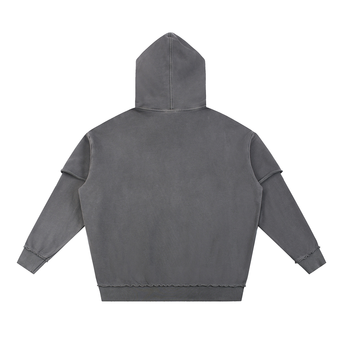 Snow Washed Raw Edge Double Layered Hoodie Set