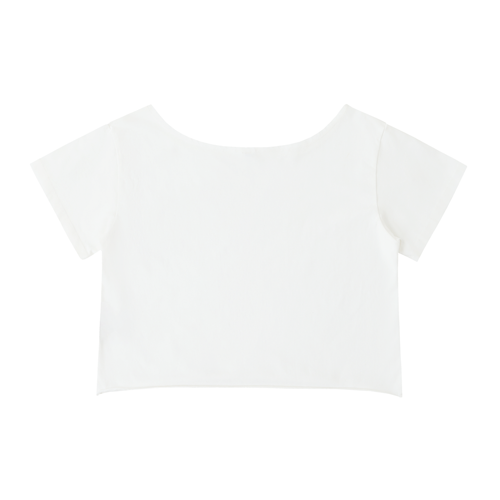 100% Cotton Off-Shoulder Rolled Hem T-Shirt